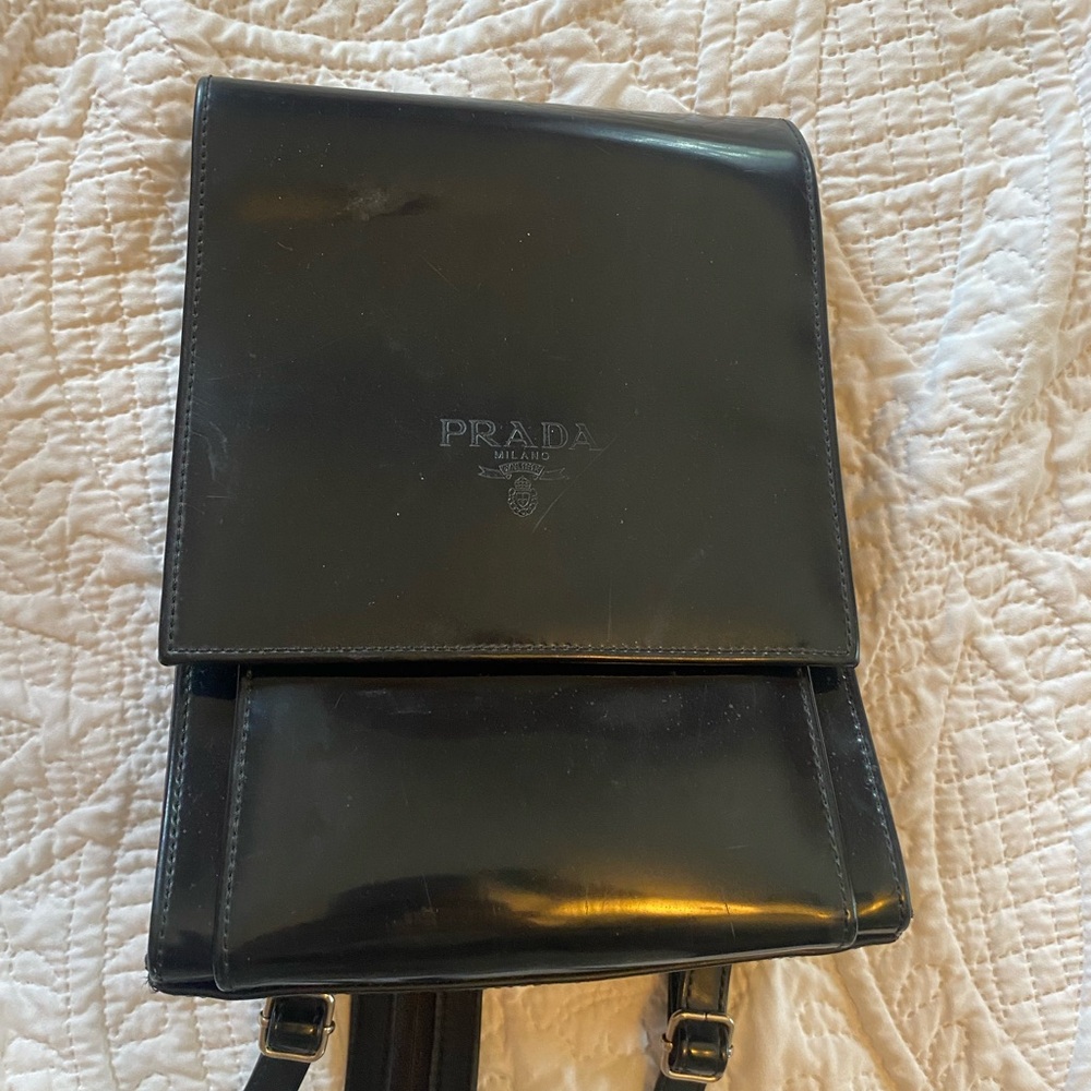 Prada patent leather backpack purse vintage